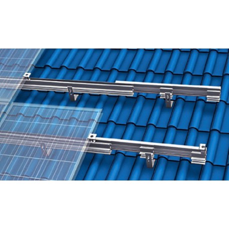 Mounting system for pitched roofs clamping system with roof hooks