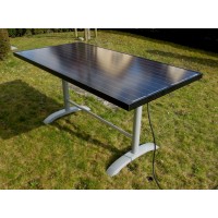 Solar Bistro Tisch POWER-EDITION 420 Watt bis 6 Personen (Swiss made) - PRO-Version mit Handy-App inkl. Fi-B